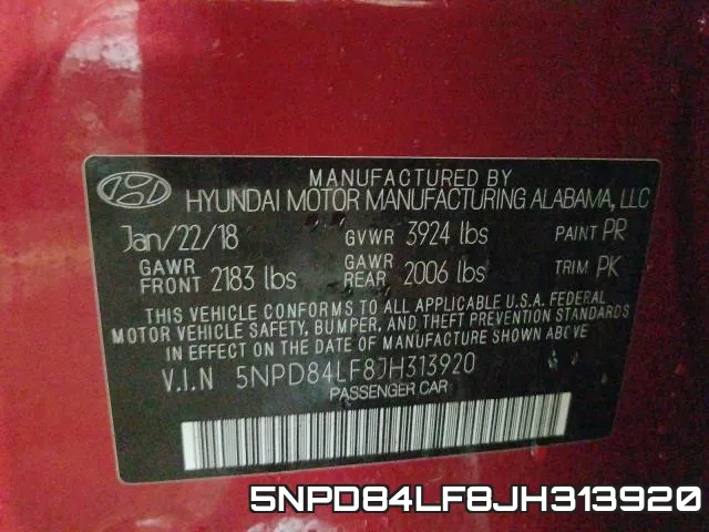 5NPD84LF8JH313920 фото 2