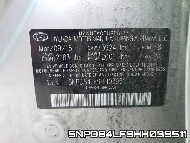 5NPD84LF9HH039511 фото 2