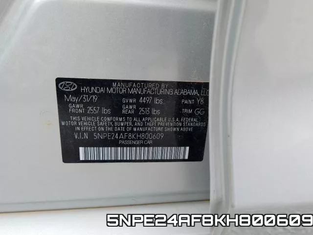 5NPE24AF8KH800609 фото 2