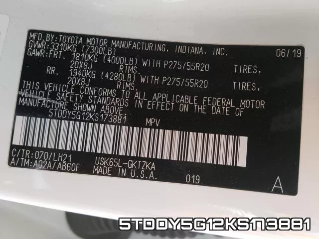 5TDDY5G12KS173881 фото 2