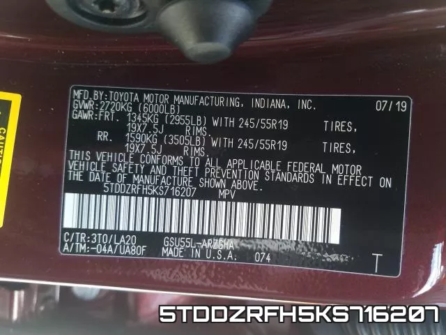 5TDDZRFH5KS716207 фото 2