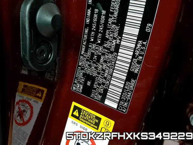 5TDKZRFHXKS349229 фото 2