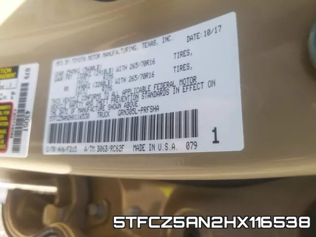 5TFCZ5AN2HX116538 фото 2