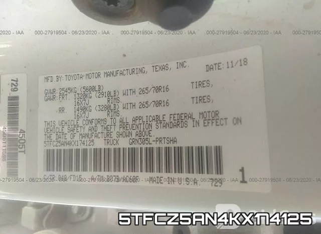 5TFCZ5AN4KX174125 фото 10