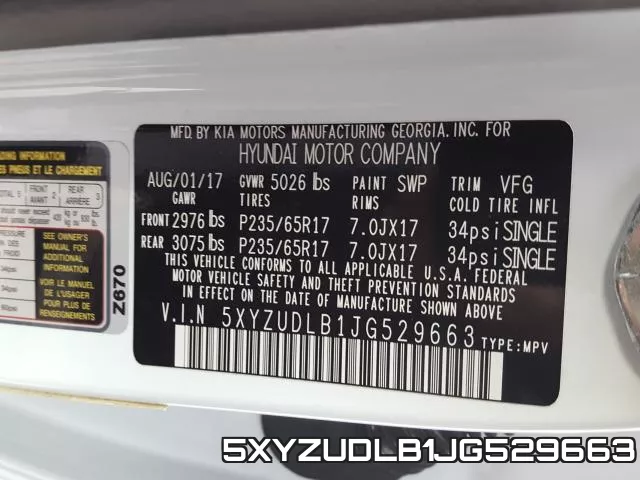 5XYZUDLB1JG529663 фото 2