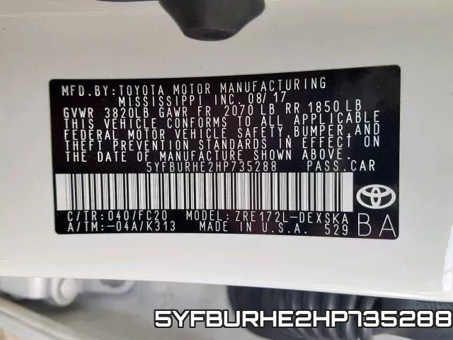 5YFBURHE2HP735288 фото 2