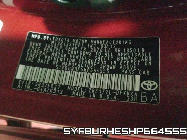 5YFBURHE5HP664555 фото 2