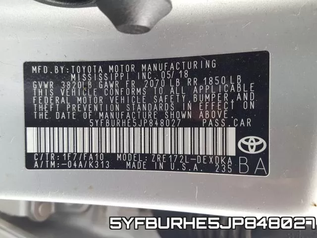 5YFBURHE5JP848027 фото 2