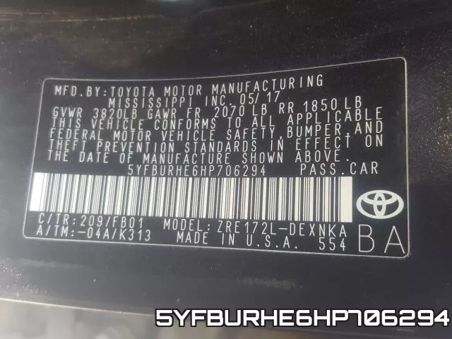 5YFBURHE6HP706294 фото 2