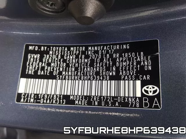 5YFBURHE8HP639438 фото 2