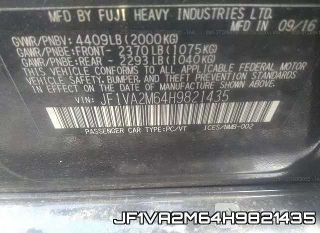 JF1VA2M64H9821435 фото 9