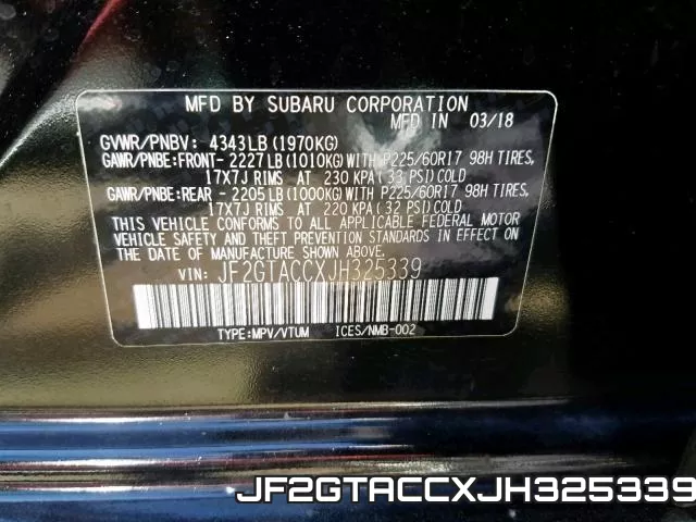 JF2GTACCXJH325339 фото 2