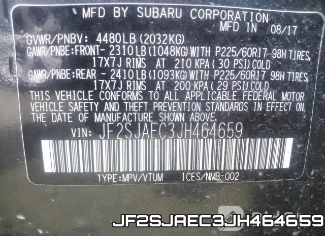 JF2SJAEC3JH464659 фото 10