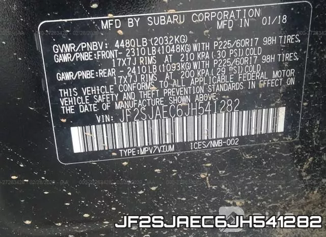 JF2SJAEC6JH541282 фото 10