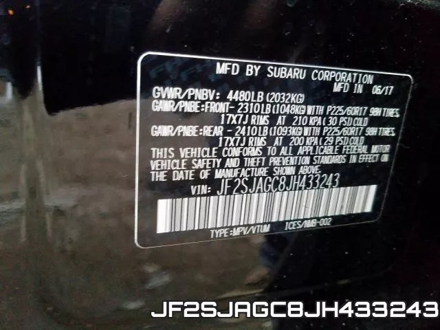 JF2SJAGC8JH433243 фото 2