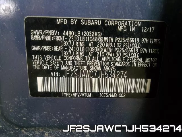 JF2SJAWC7JH534274 фото 2
