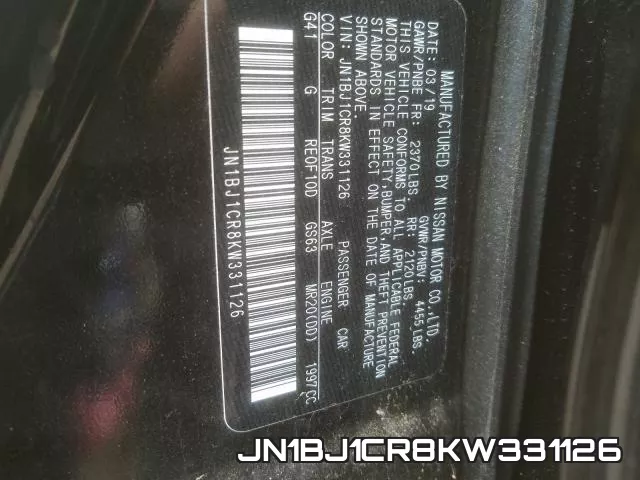JN1BJ1CR8KW331126 фото 2