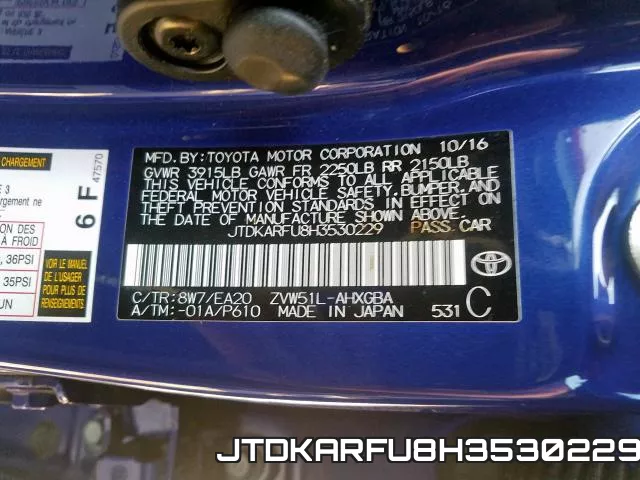 JTDKARFU8H3530229 фото 2