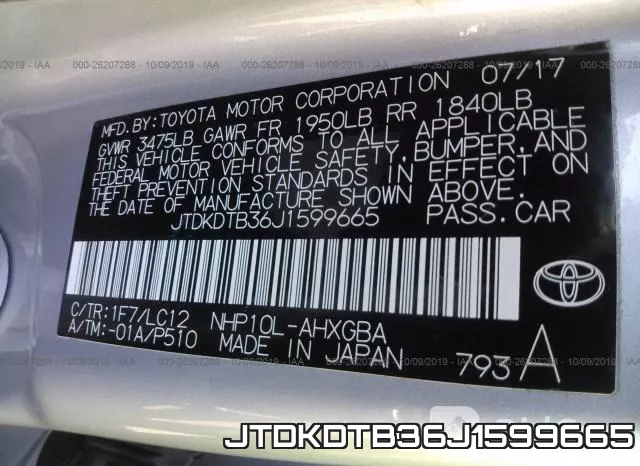 JTDKDTB36J1599665 фото 10