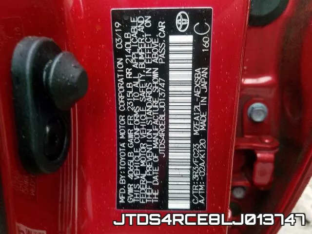JTDS4RCE8LJ013747 фото 2