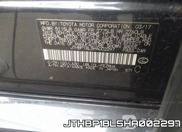 JTHBP1BL5HA002297 фото 10