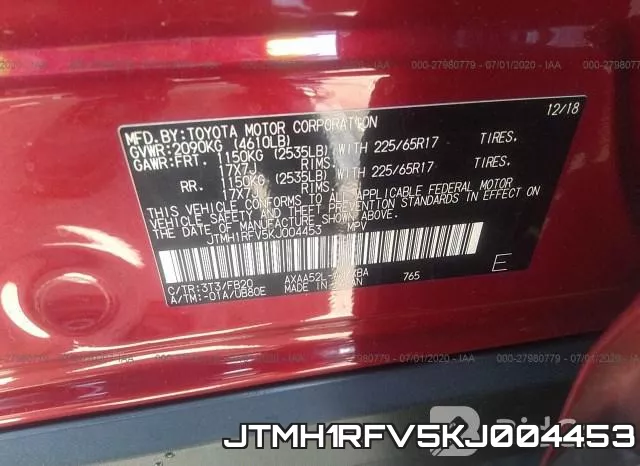 JTMH1RFV5KJ004453 фото 10