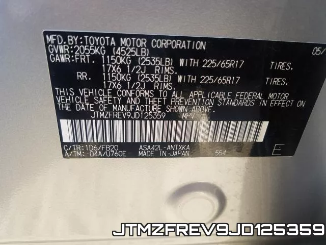 JTMZFREV9JD125359 фото 2