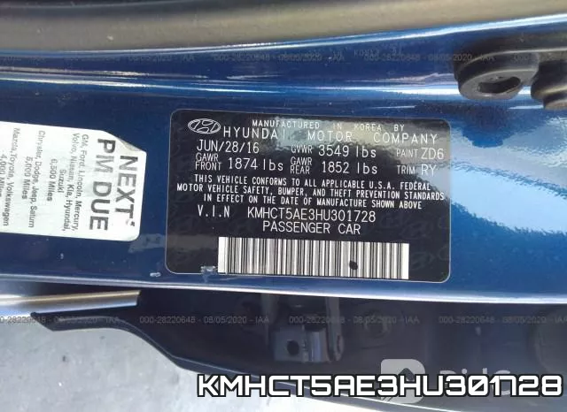 KMHCT5AE3HU301728 фото 10