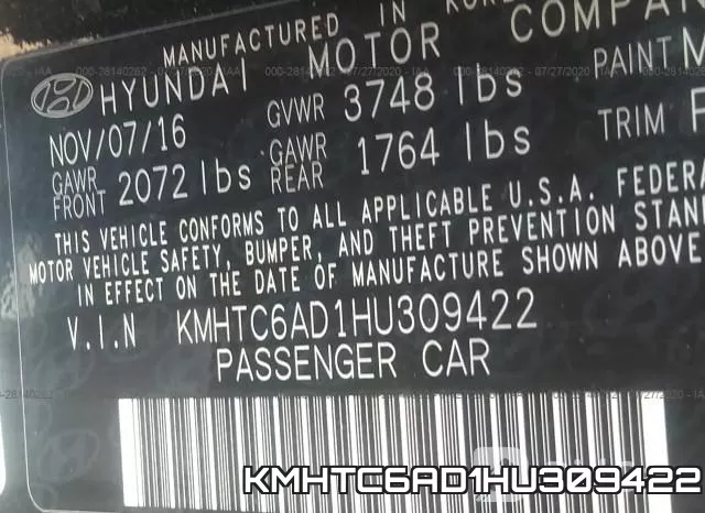 KMHTC6AD1HU309422 фото 10