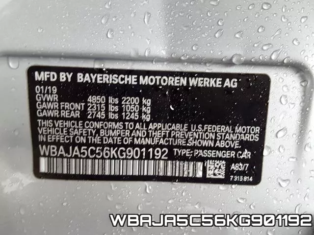 WBAJA5C56KG901192 фото 2