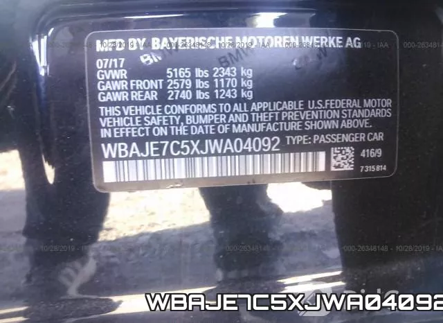 WBAJE7C5XJWA04092 фото 10