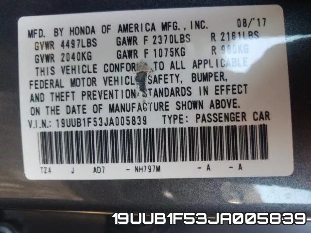 19UUB1F53JA005839 фото 2