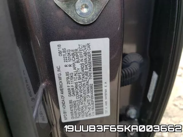 19UUB3F65KA003662 фото 2