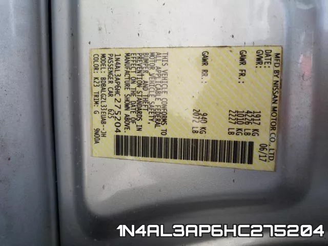 1N4AL3AP6HC275204 фото 2