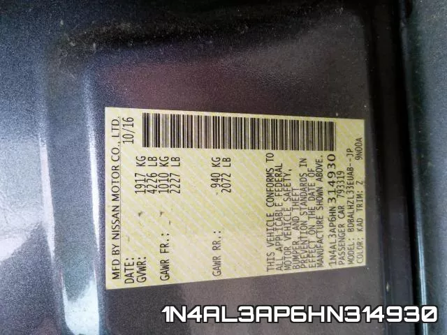 1N4AL3AP6HN314930 фото 2