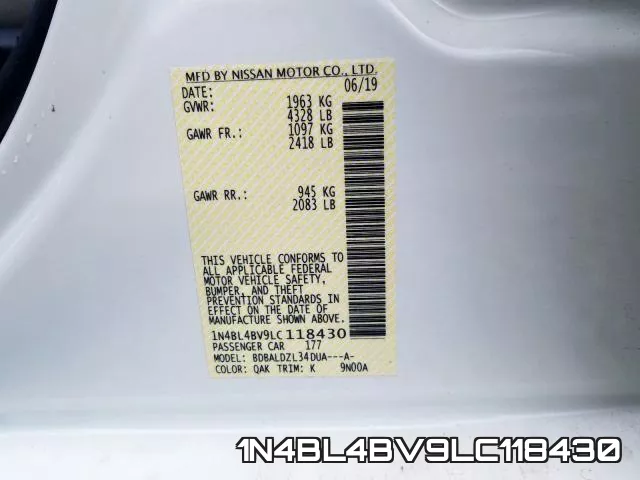 1N4BL4BV9LC118430 фото 2