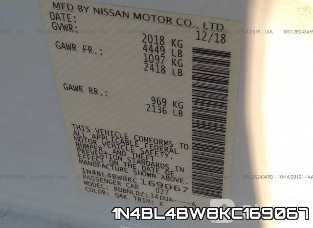1N4BL4BW8KC169067 фото 10