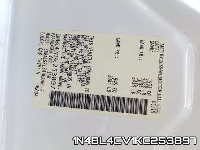 1N4BL4CV1KC253897 фото 2