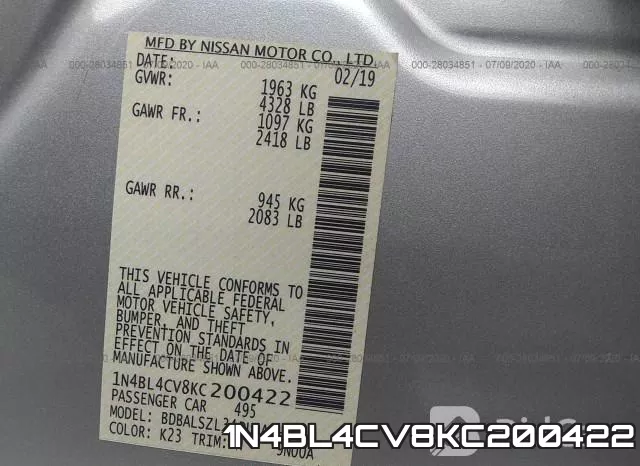 1N4BL4CV8KC200422 фото 10