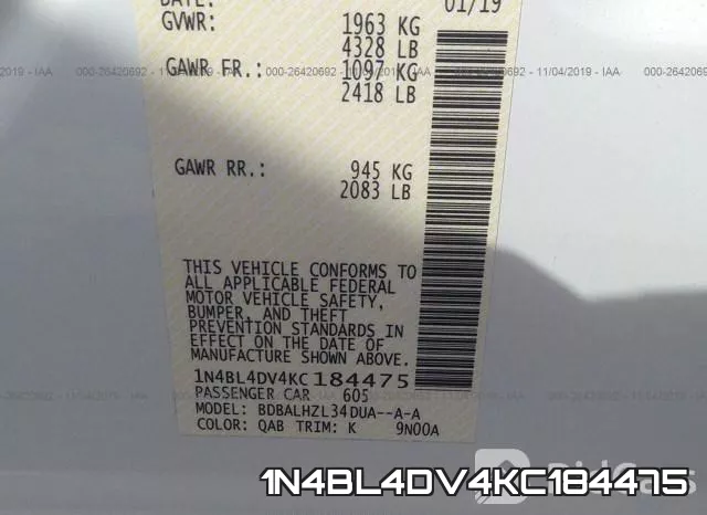 1N4BL4DV4KC184475 фото 10
