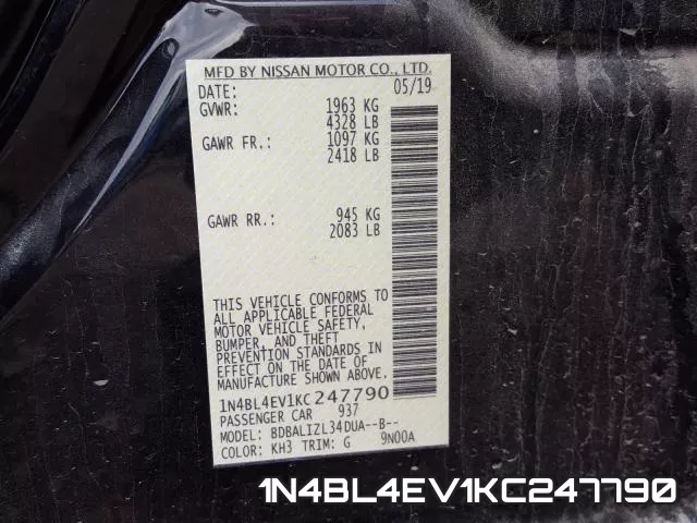 1N4BL4EV1KC247790 фото 2