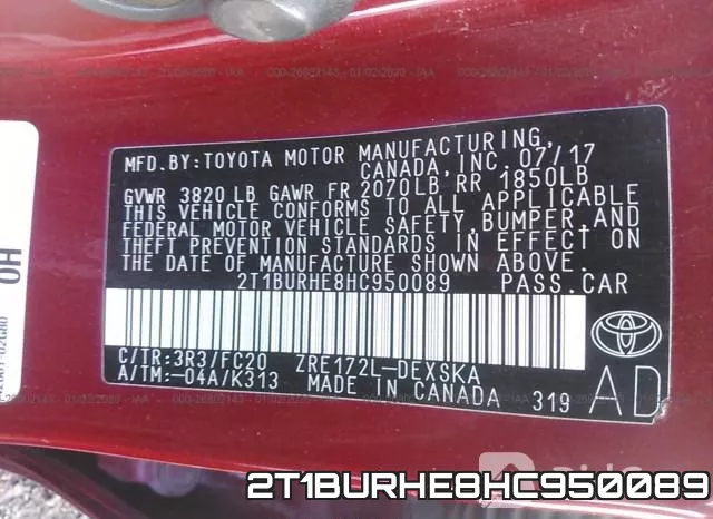 2T1BURHE8HC950089 фото 10