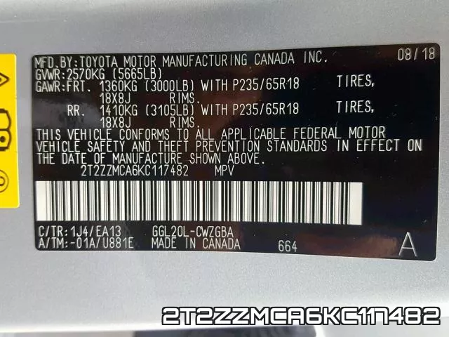 2T2ZZMCA6KC117482 фото 2