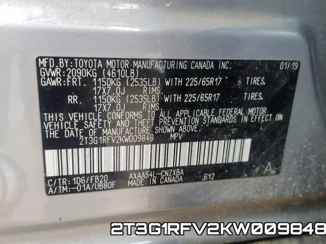 2T3G1RFV2KW009848 фото 2