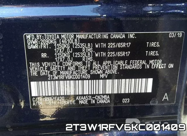 2T3W1RFV6KC001409 фото 10