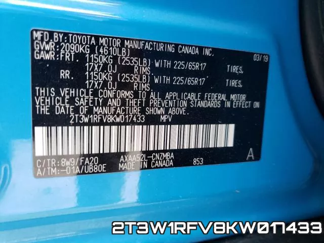 2T3W1RFV8KW017433 фото 2