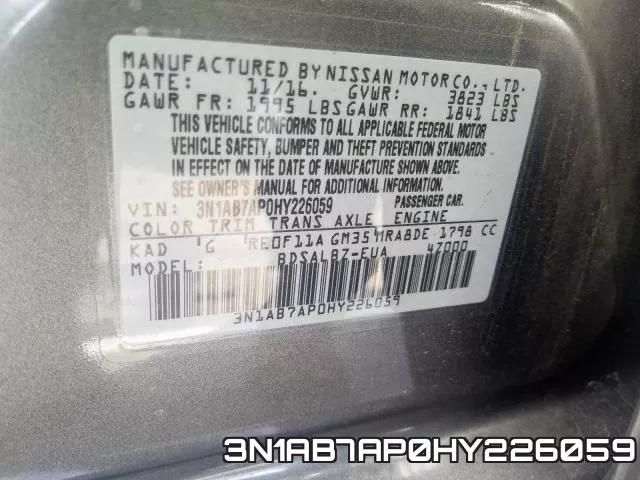 3N1AB7AP0HY226059 фото 2