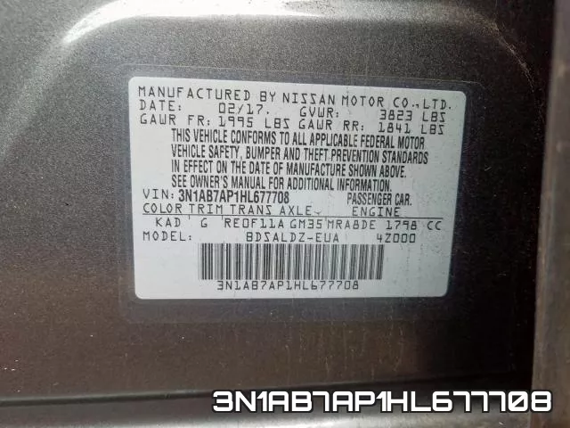 3N1AB7AP1HL677708 фото 2