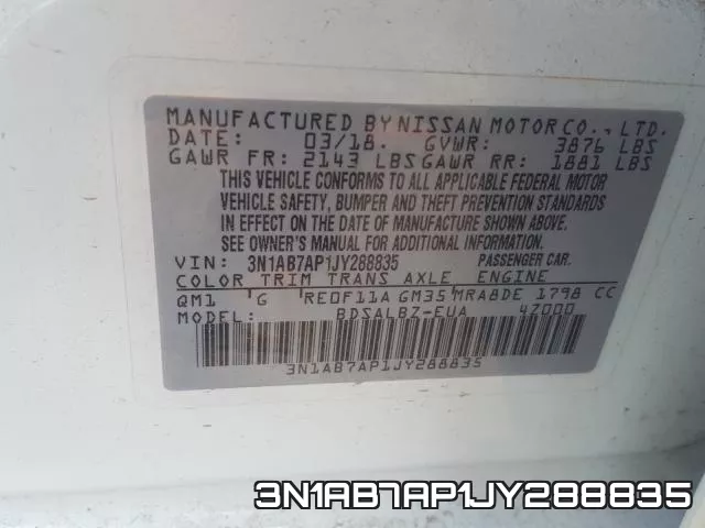 3N1AB7AP1JY288835 фото 2