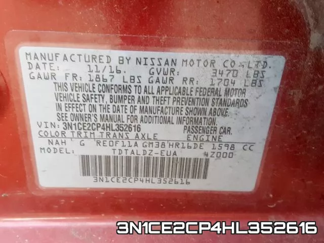 3N1CE2CP4HL352616 фото 2